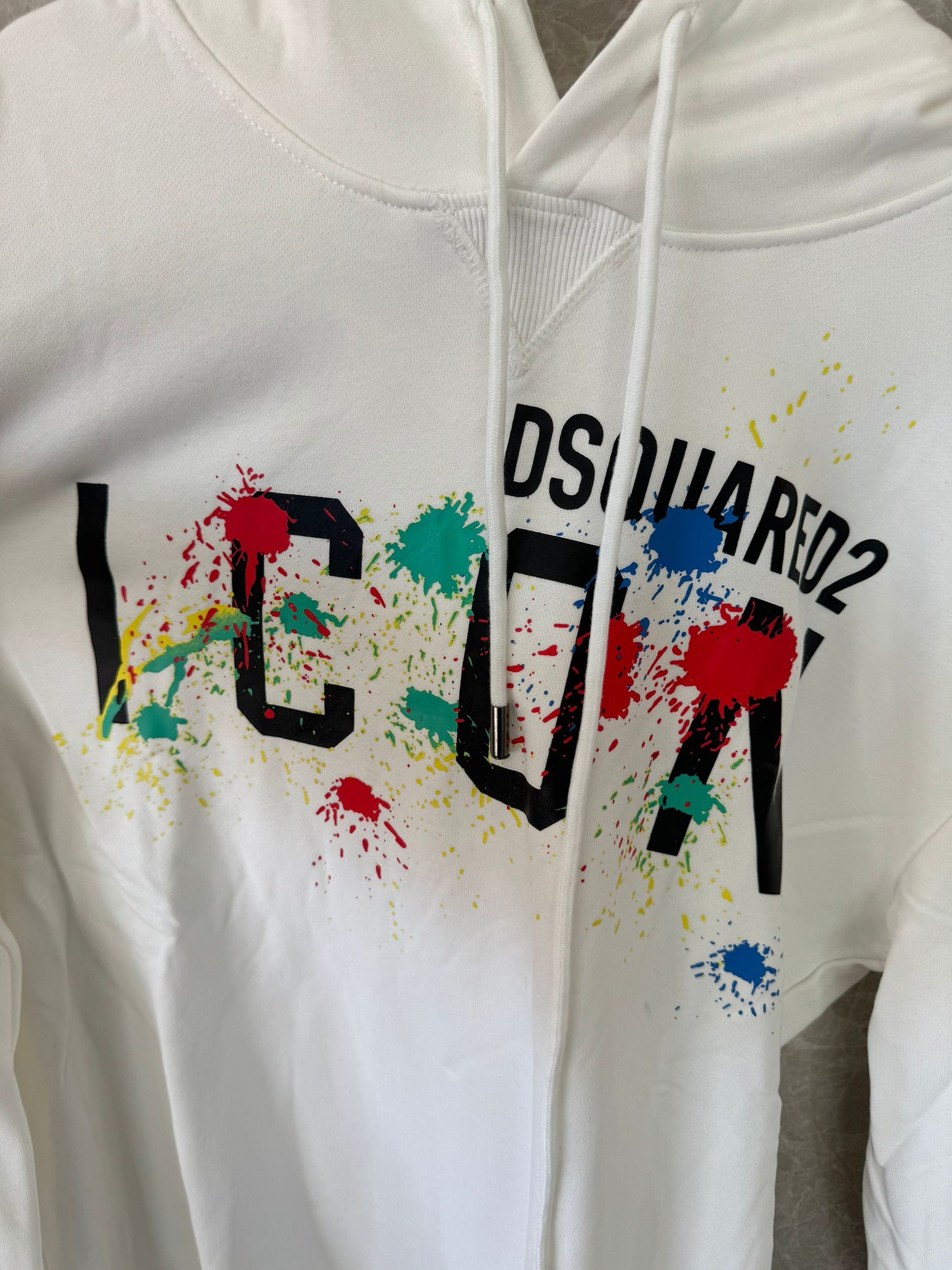 Dsquared2 ICON Paint splatter hoodie - white