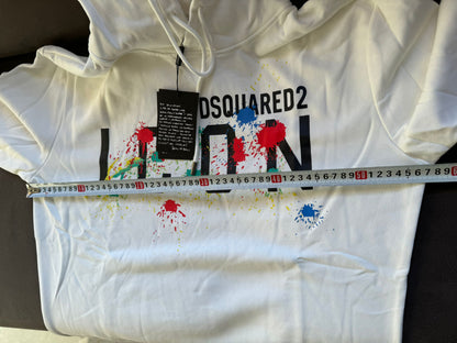 Dsquared2 ICON Paint splatter hoodie - white