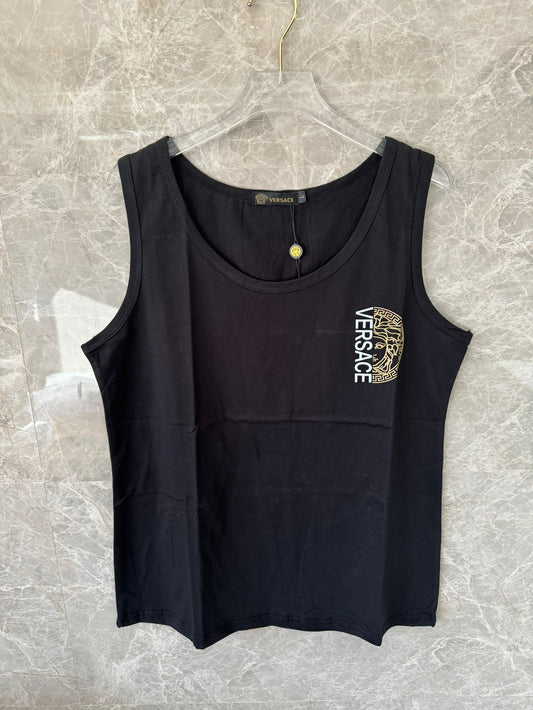 Versace black sleeveless top with medusa logo