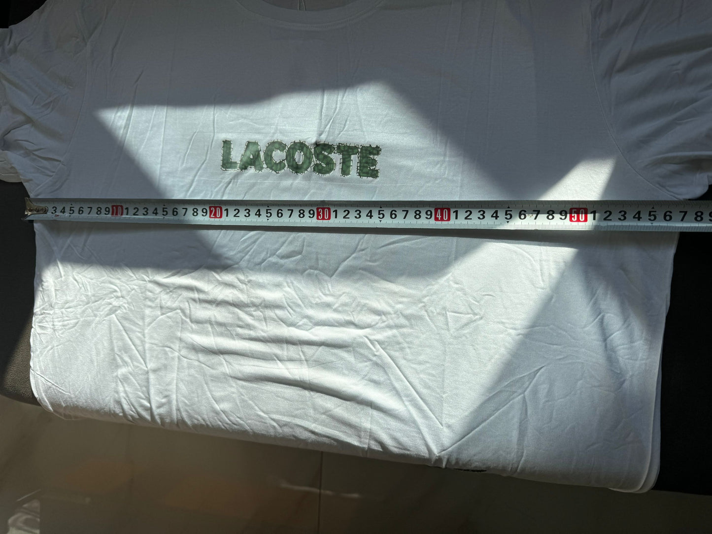 Lacoste white t-shirt with embroidered logo and crocodile motif