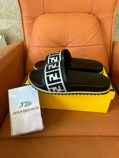 Fendi FF slide sandals in black and white