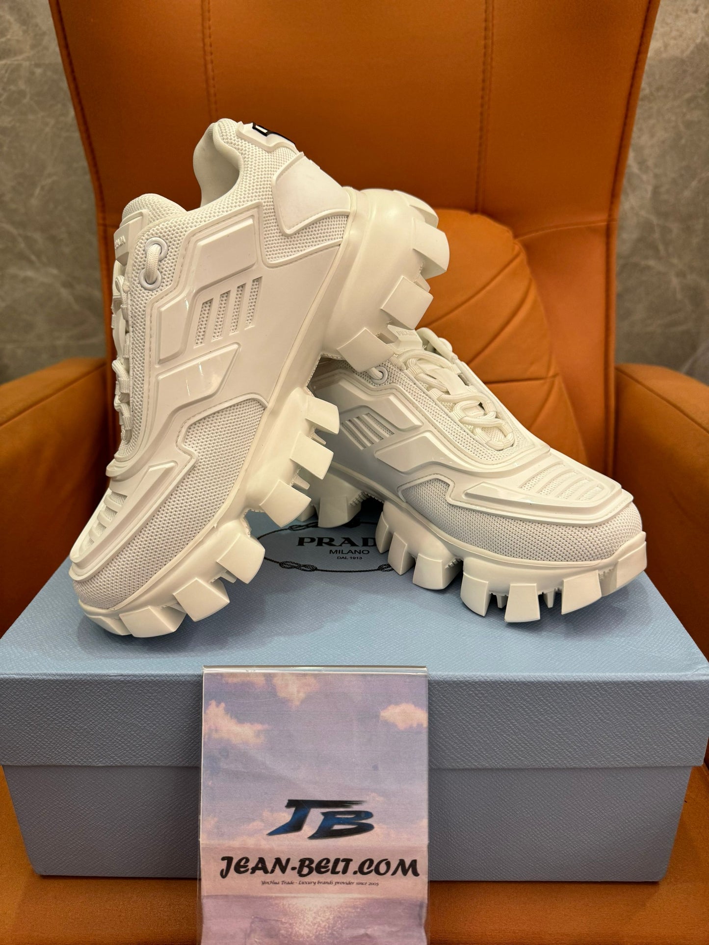 Prada Cloudbust Thunder all-white chunky sneakers