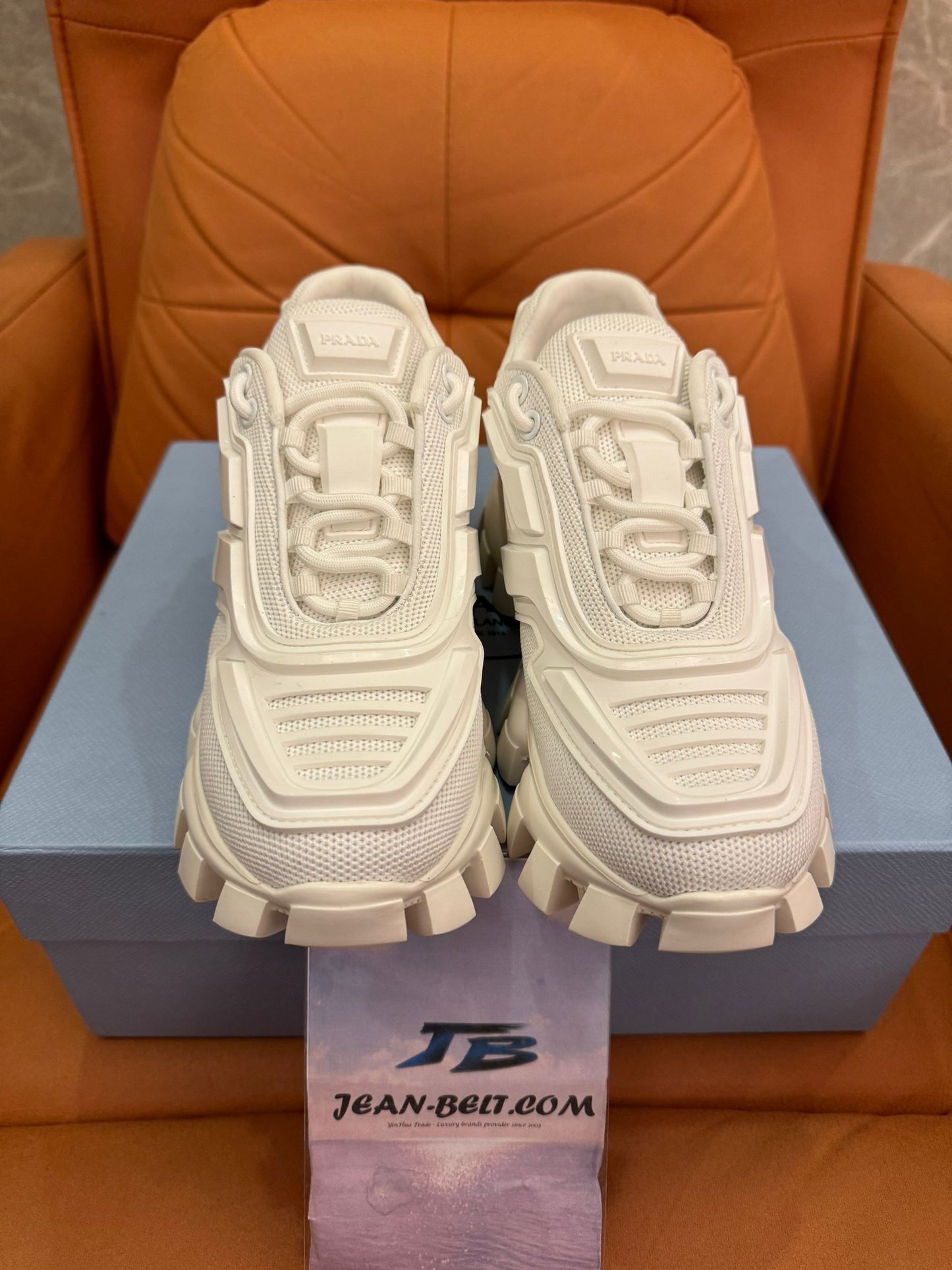 Prada Cloudbust Thunder all-white chunky sneakers