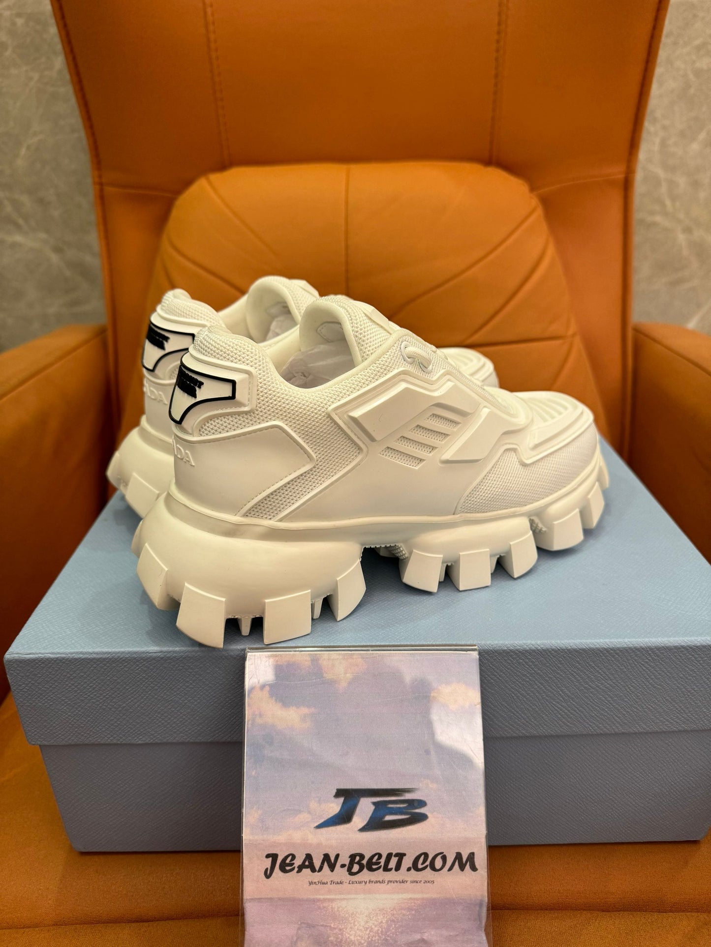 Prada Cloudbust Thunder all-white chunky sneakers