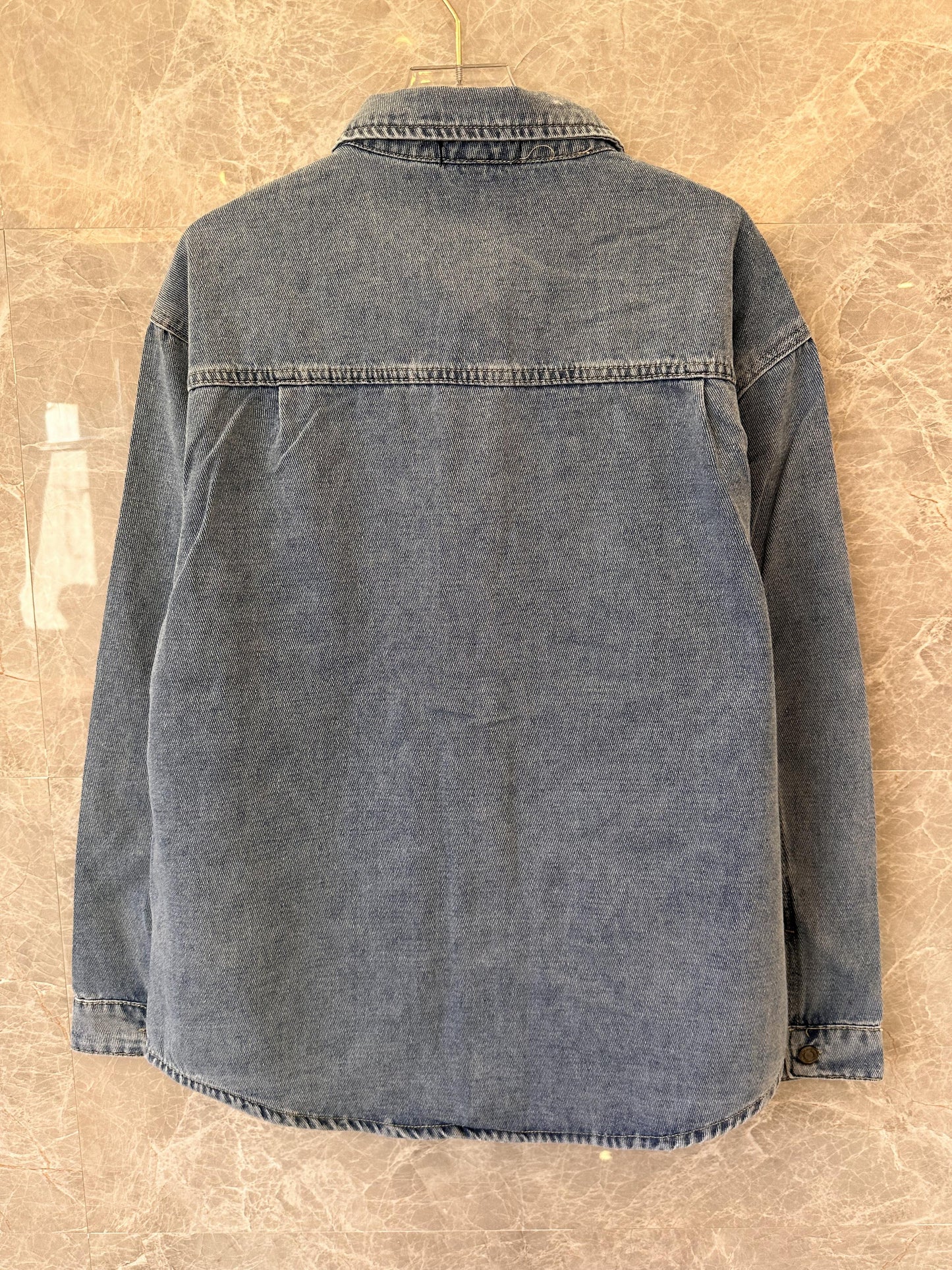 Prada classic denim overshirt with signature emblems