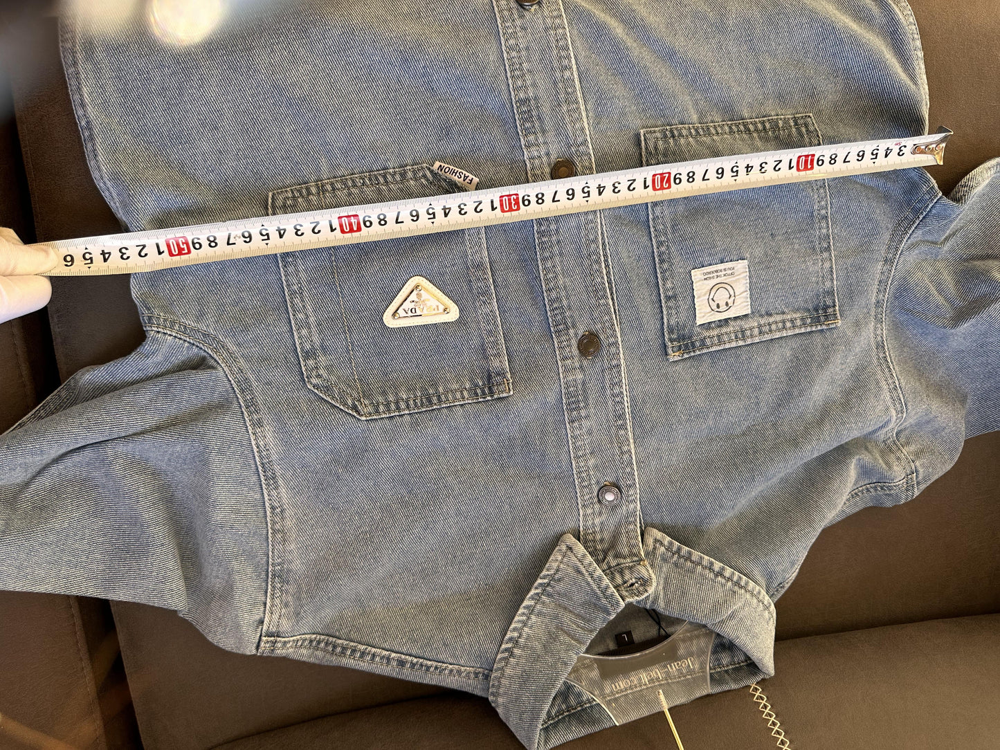 Prada classic denim overshirt with signature emblems