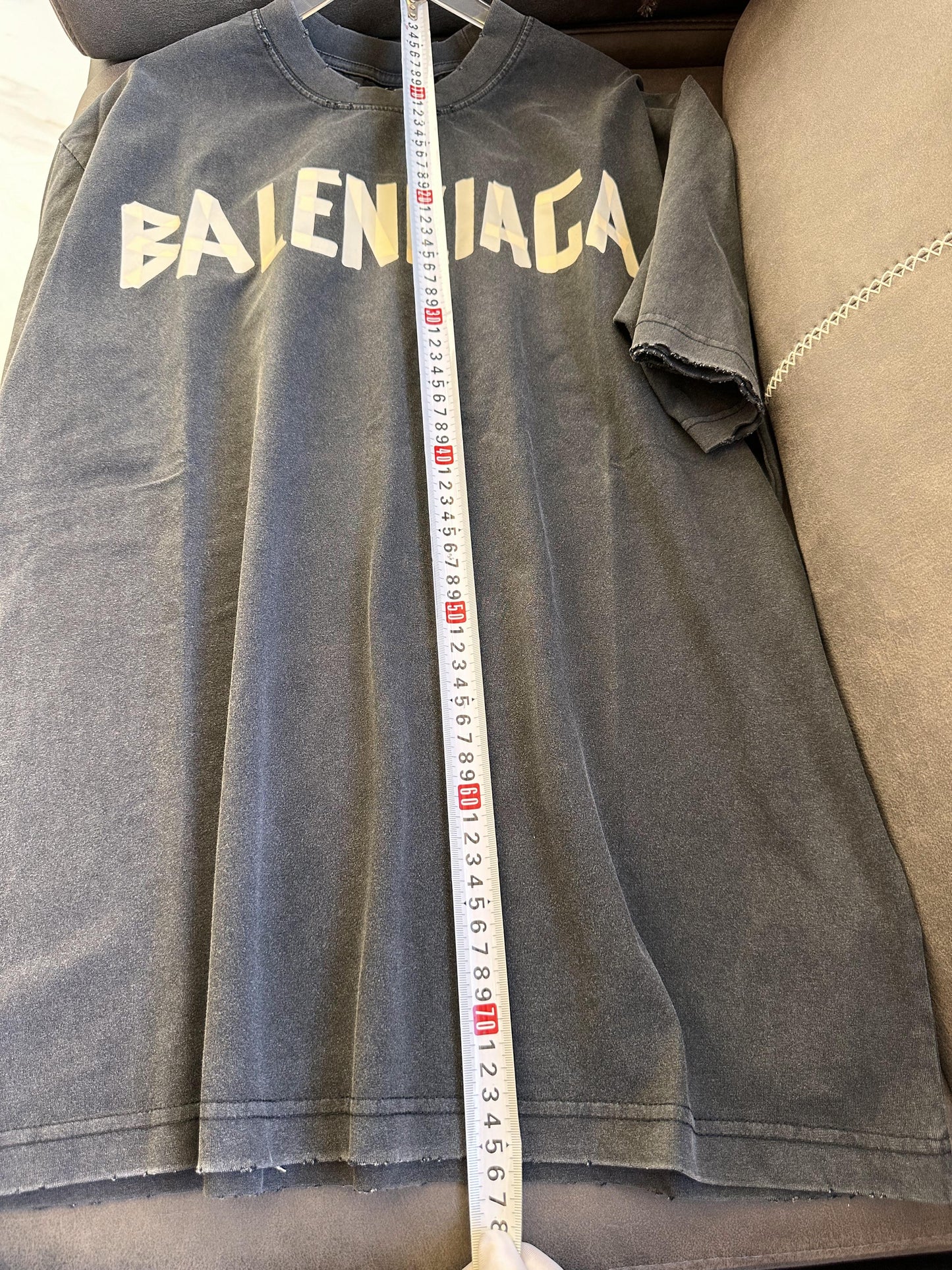 Balenciaga distressed Black t-shirt with bold front and back logo