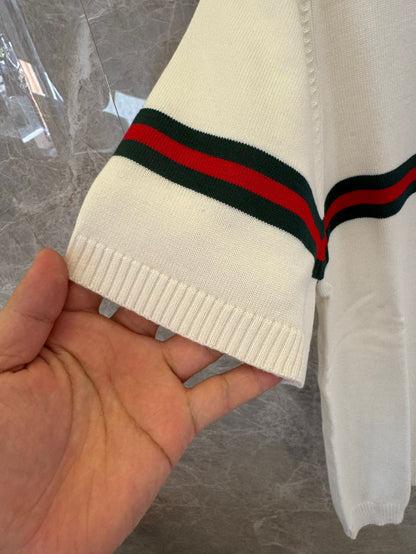 Gucci short-sleeve knit top with embroidered logo