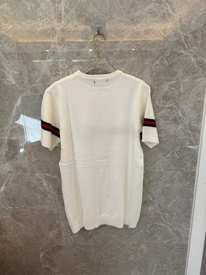 Gucci short-sleeve knit top with embroidered logo