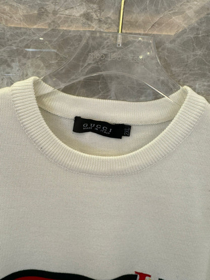 Gucci short-sleeve knit top with embroidered logo