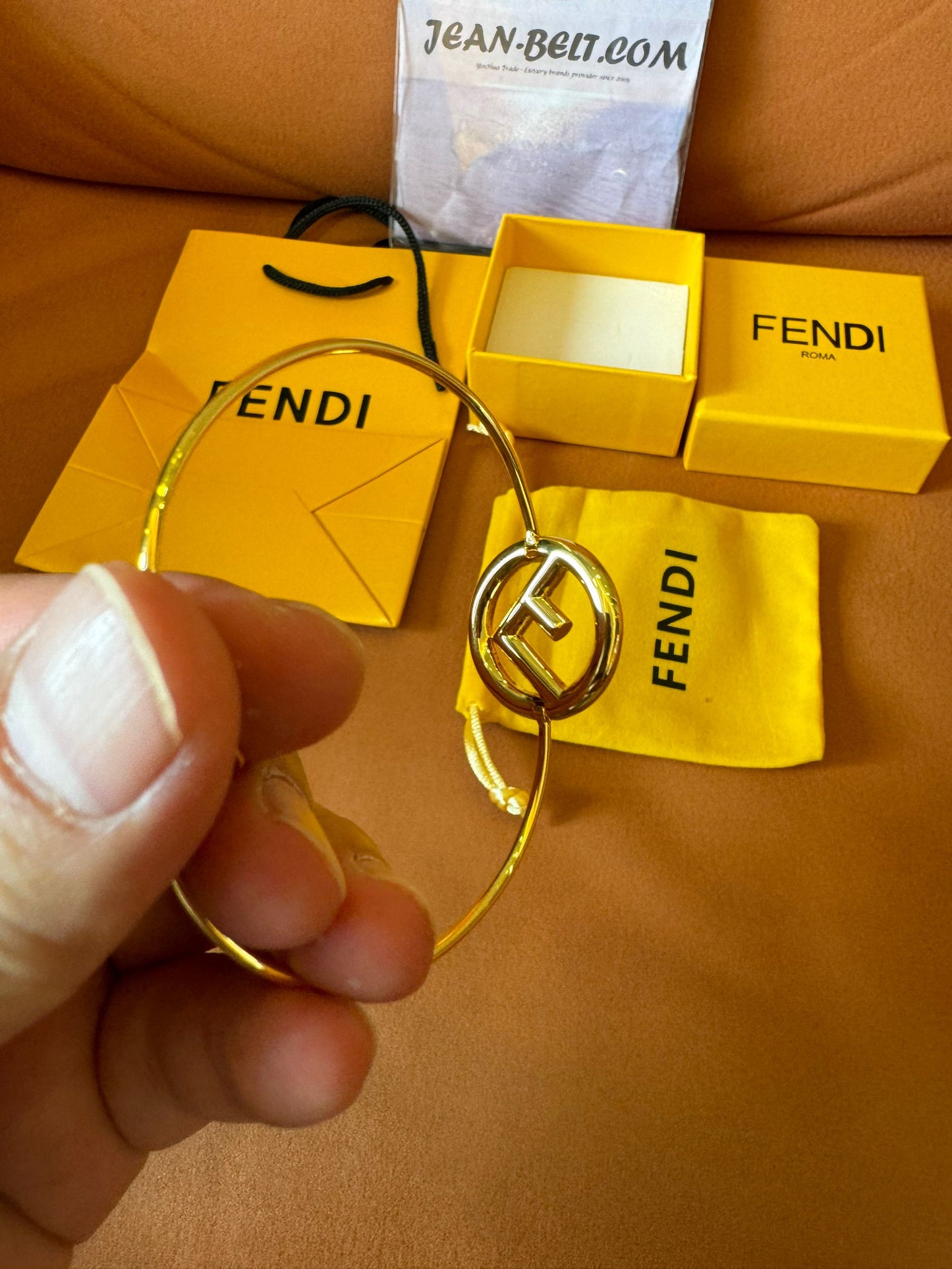 Fendi logo bangle bracelet in gold-tone