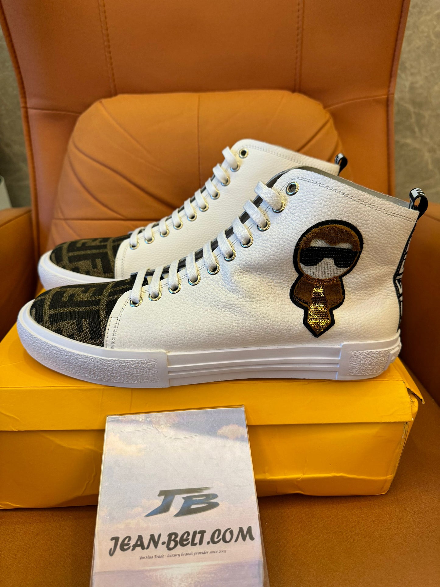 Karl Lagerfeld x Fendi collaborative high-top sneakers