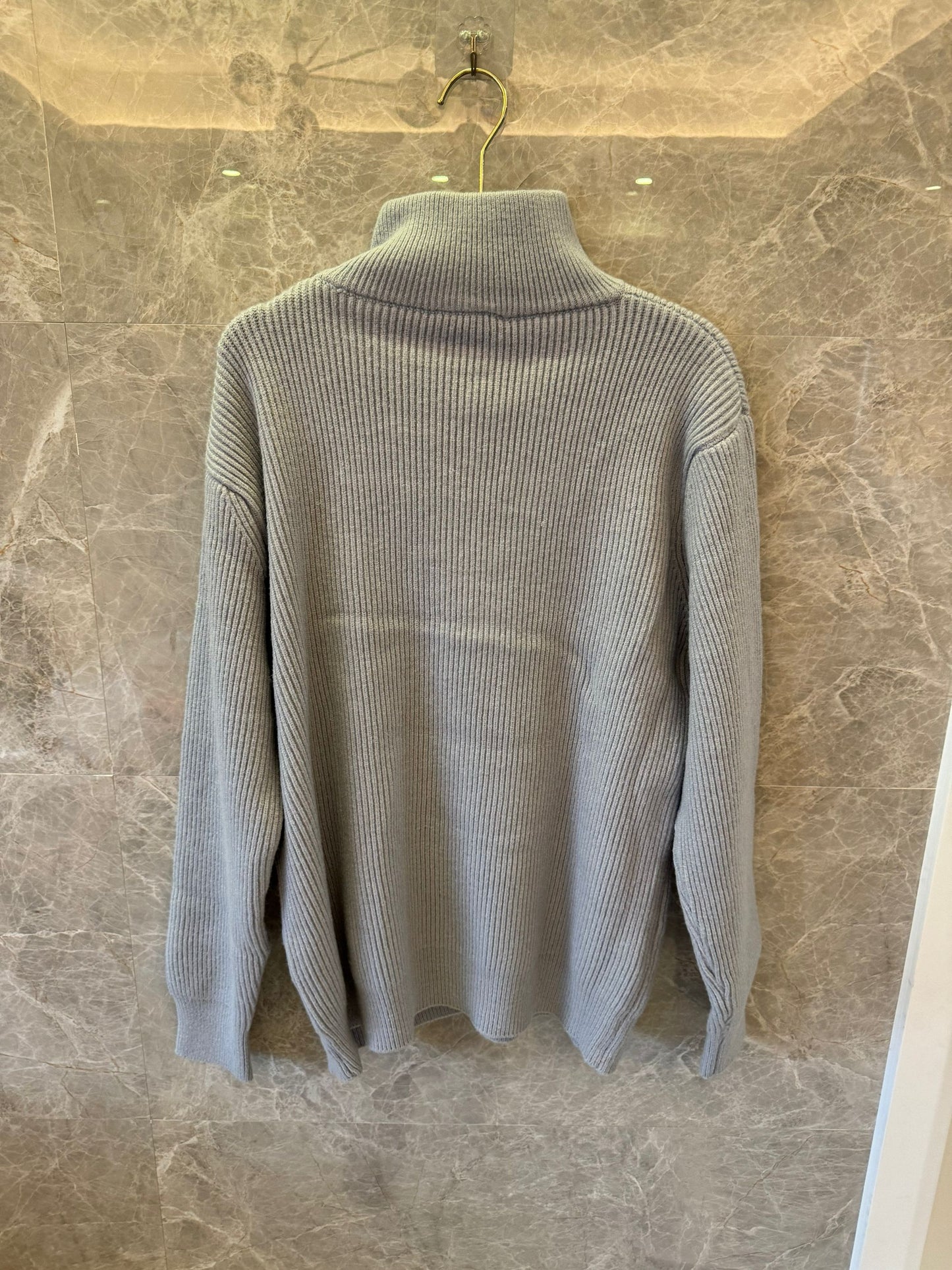 Brunello Cucinelli zip ribbed knit sweater - light grey