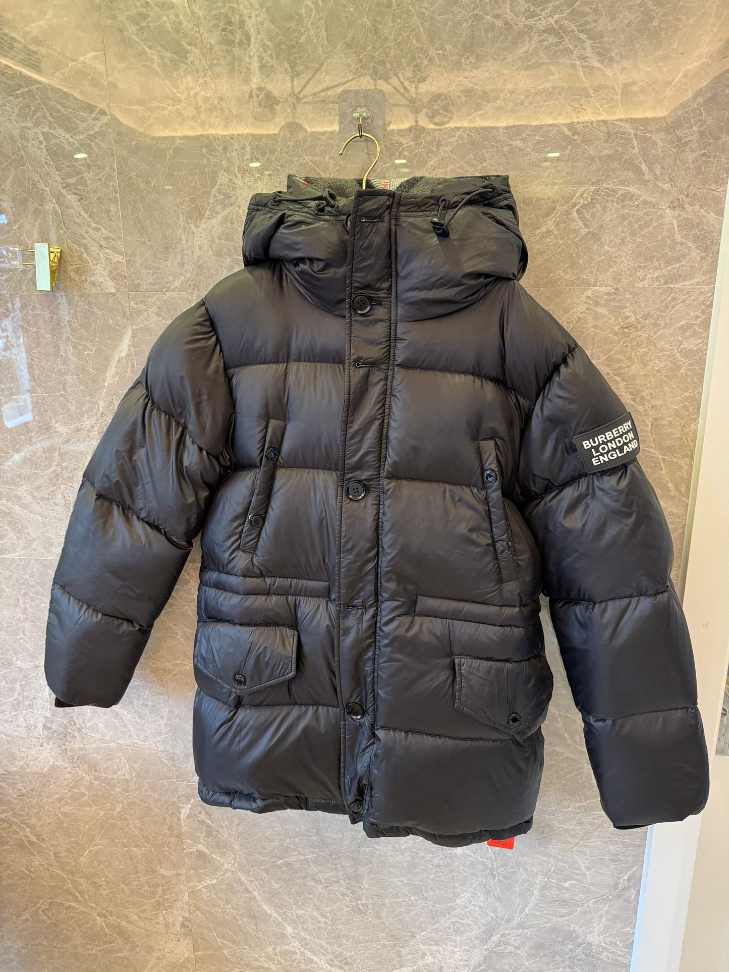 Burberry black puffer jacket with hood