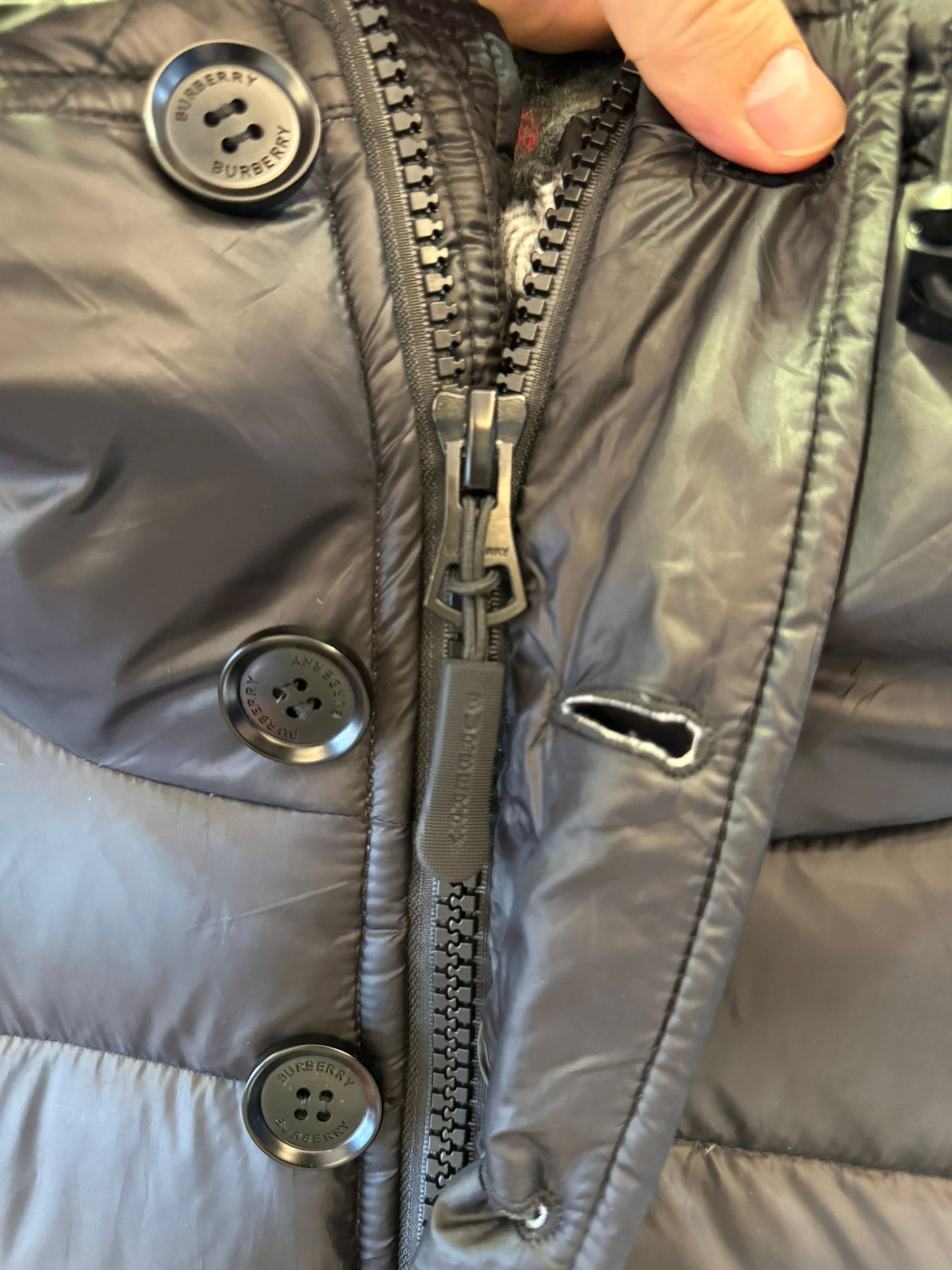 Burberry black puffer jacket with hood