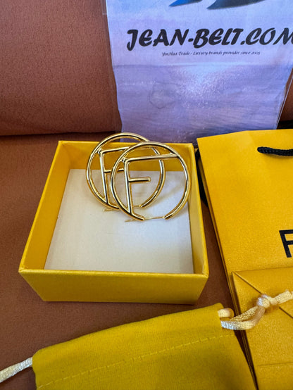 Fendi logo hoop earrings in gold-tone