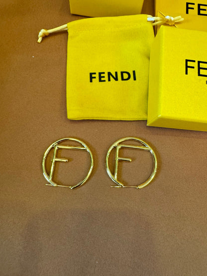 Fendi logo hoop earrings in gold-tone