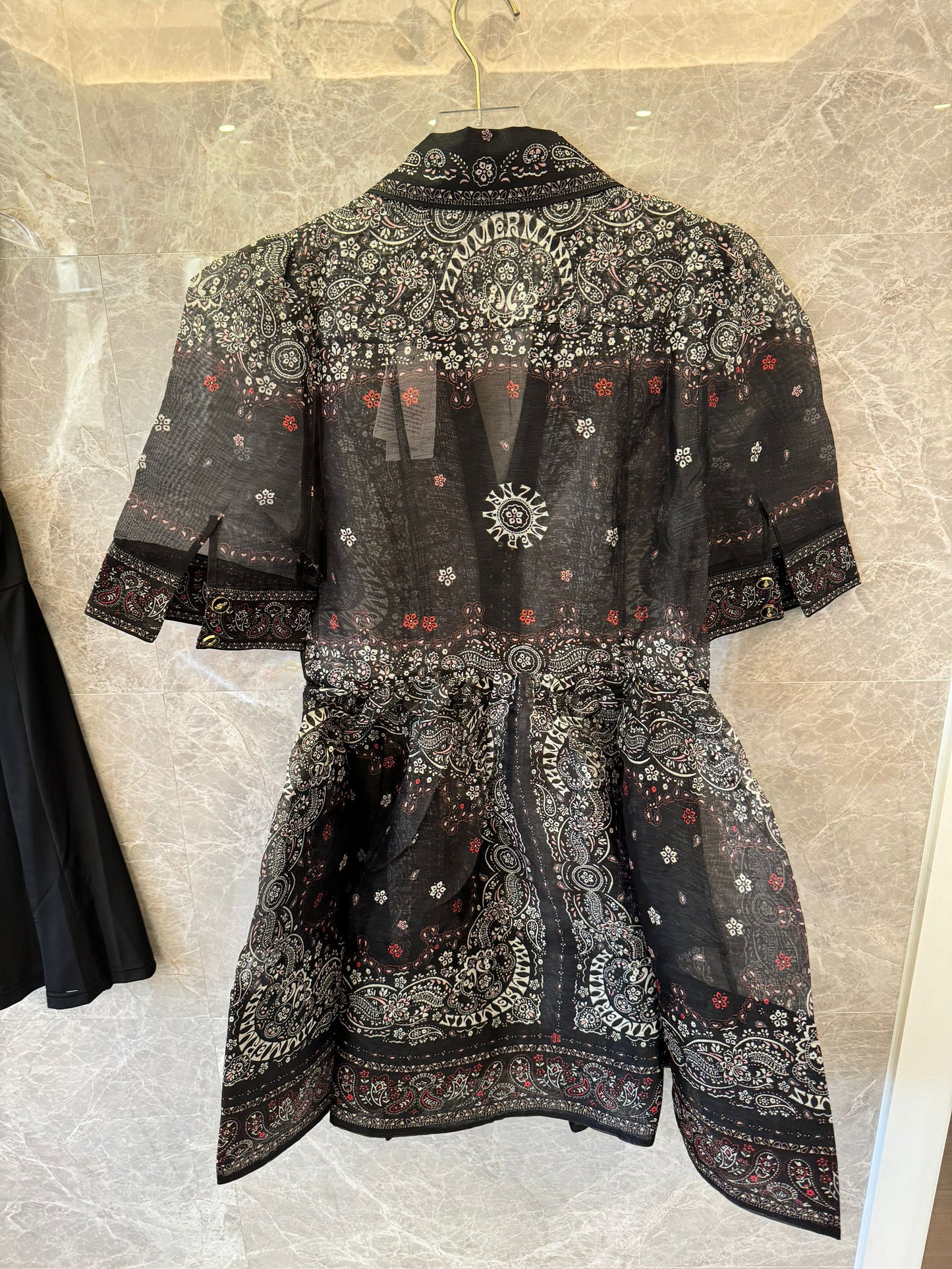 Zimmermann paisley print sheer dress with black slip