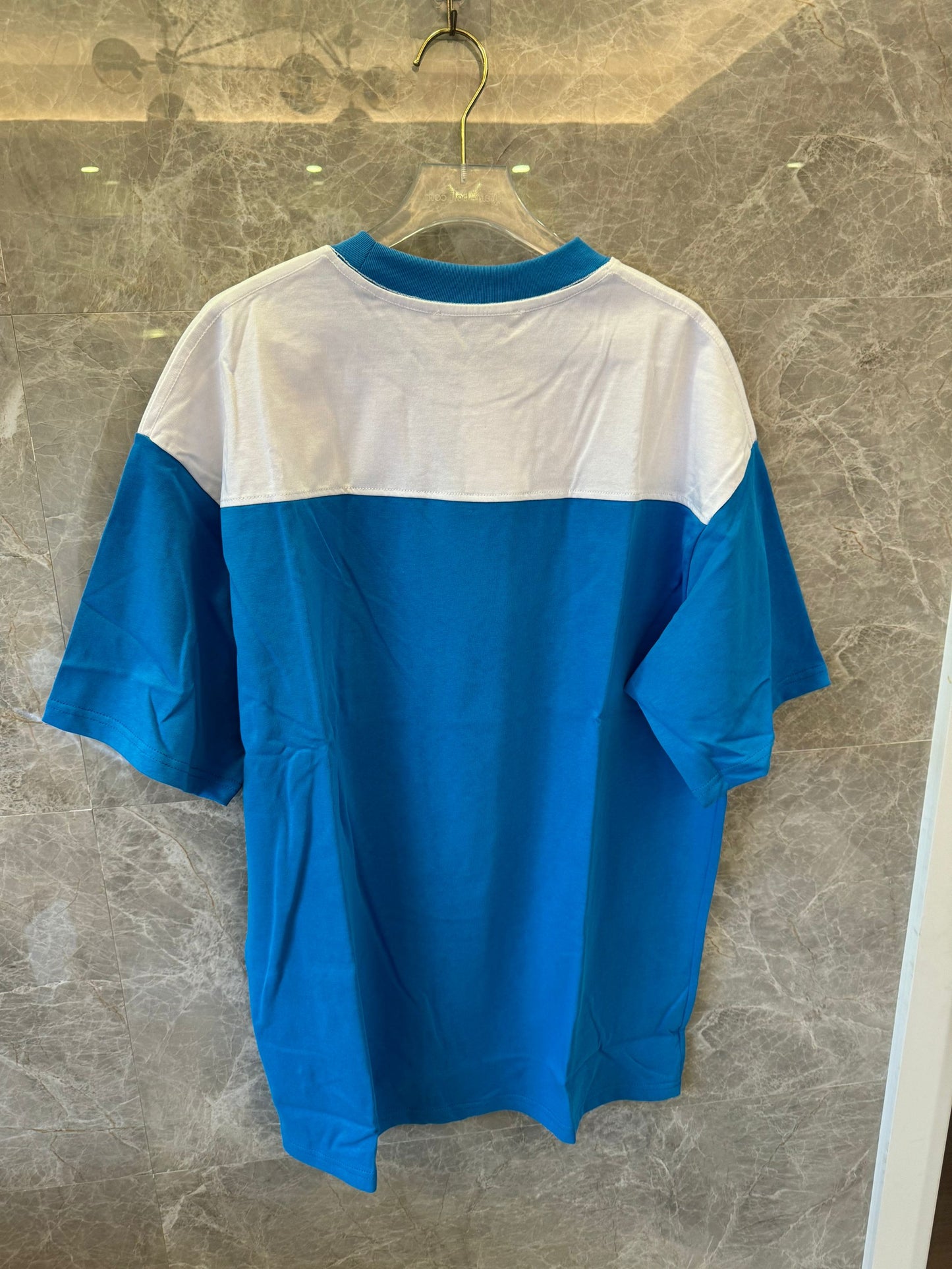 Gucci 1921 logo cotton t-shirt in blue and white