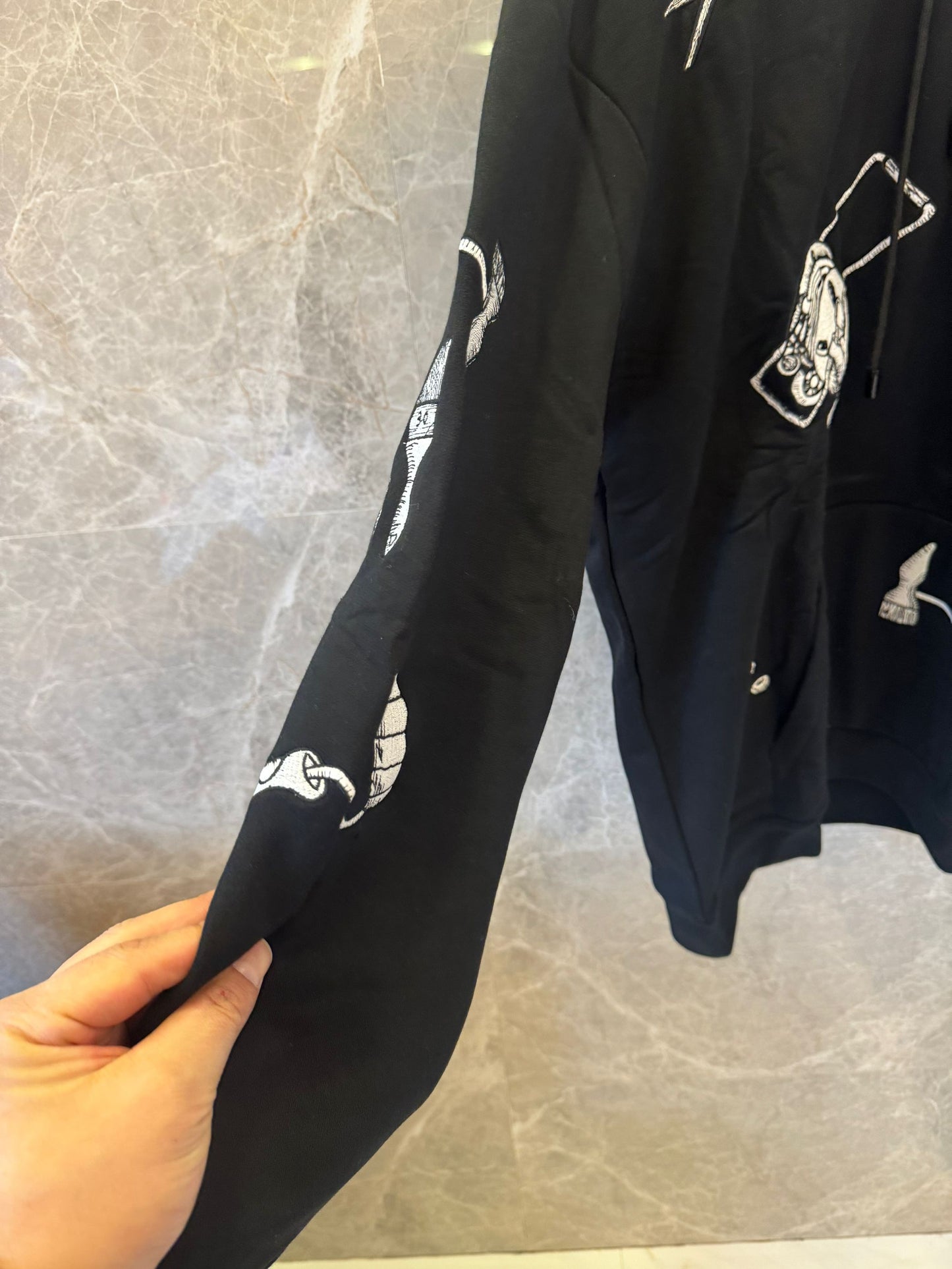 Louis Vuitton black oversized hoodie with artistic tool embroidery