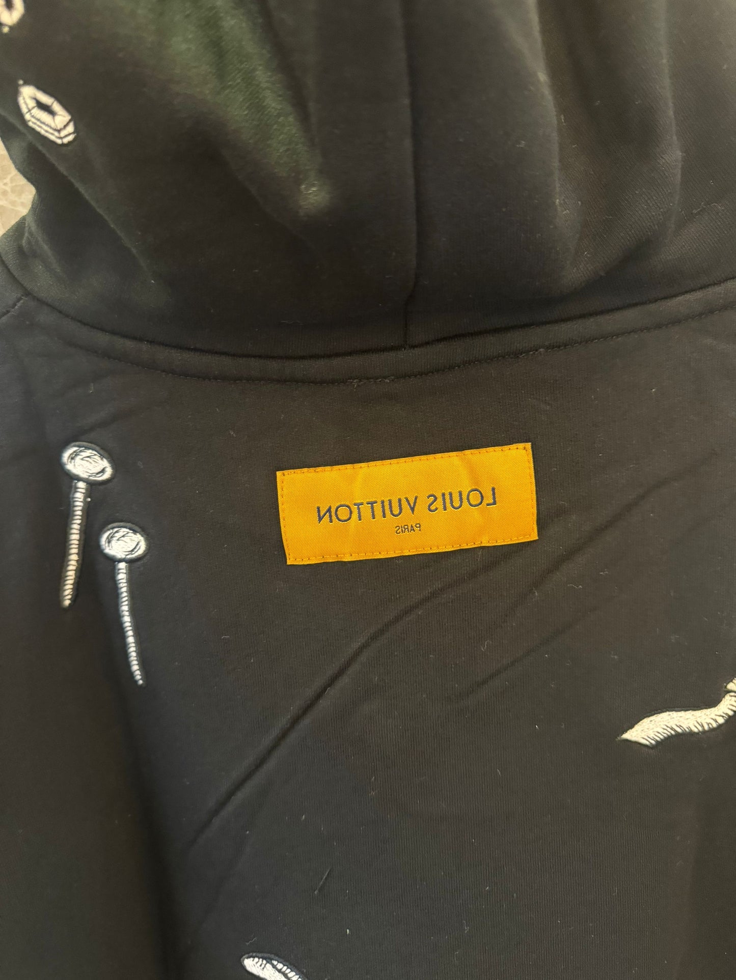 Louis Vuitton black oversized hoodie with artistic tool embroidery