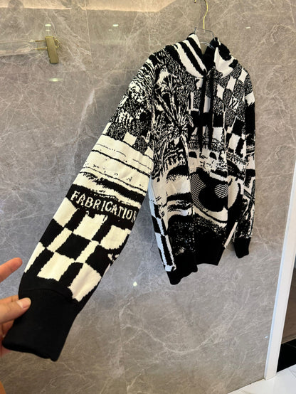 Louis Vuitton black & white graphic hoodie