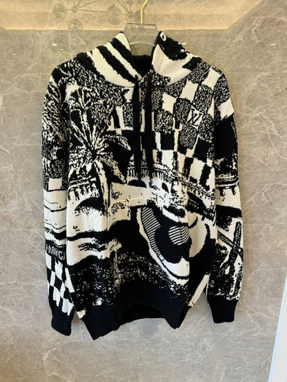 Louis Vuitton black & white graphic hoodie