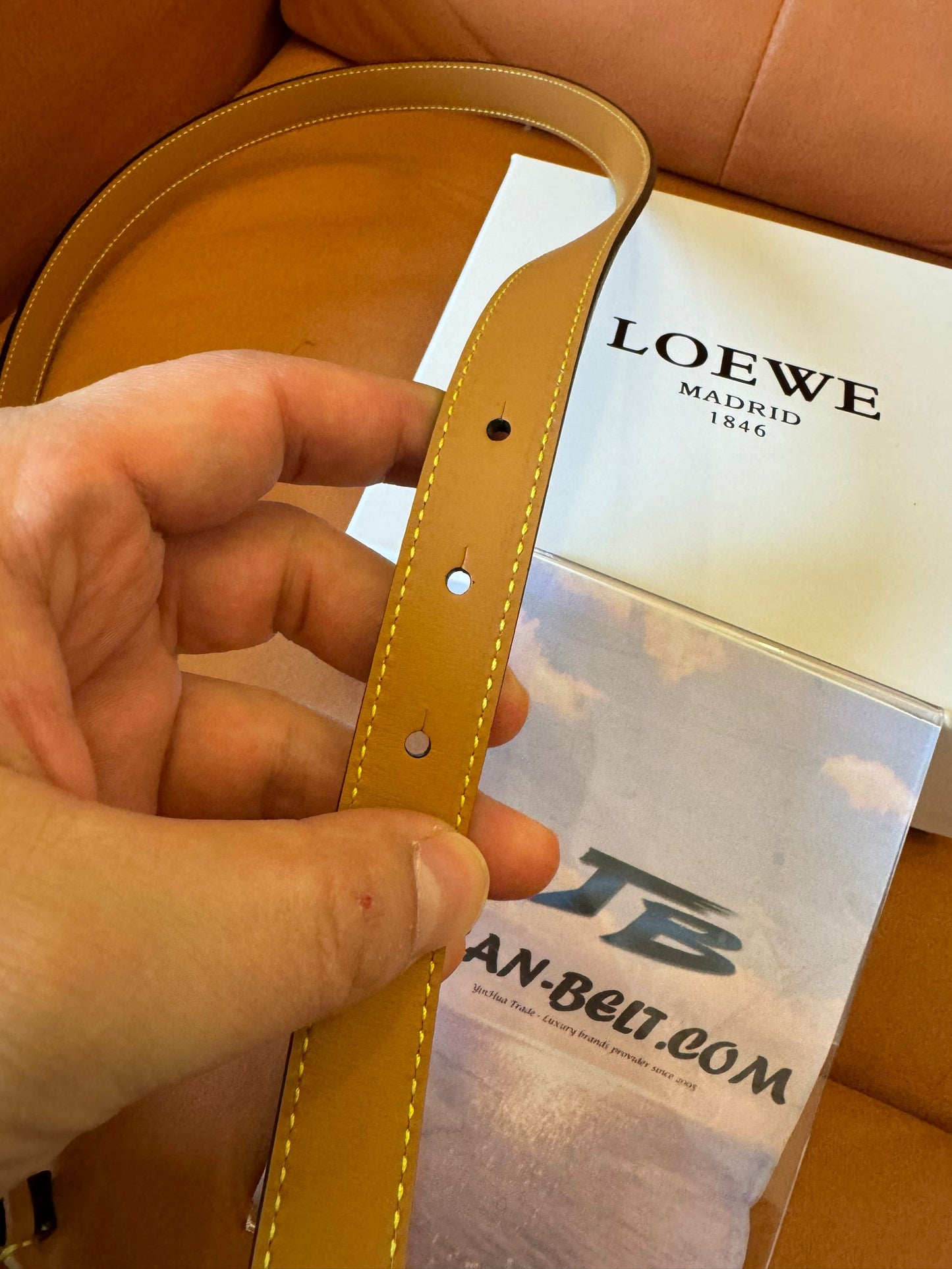 Loewe Anagram thin leather belt