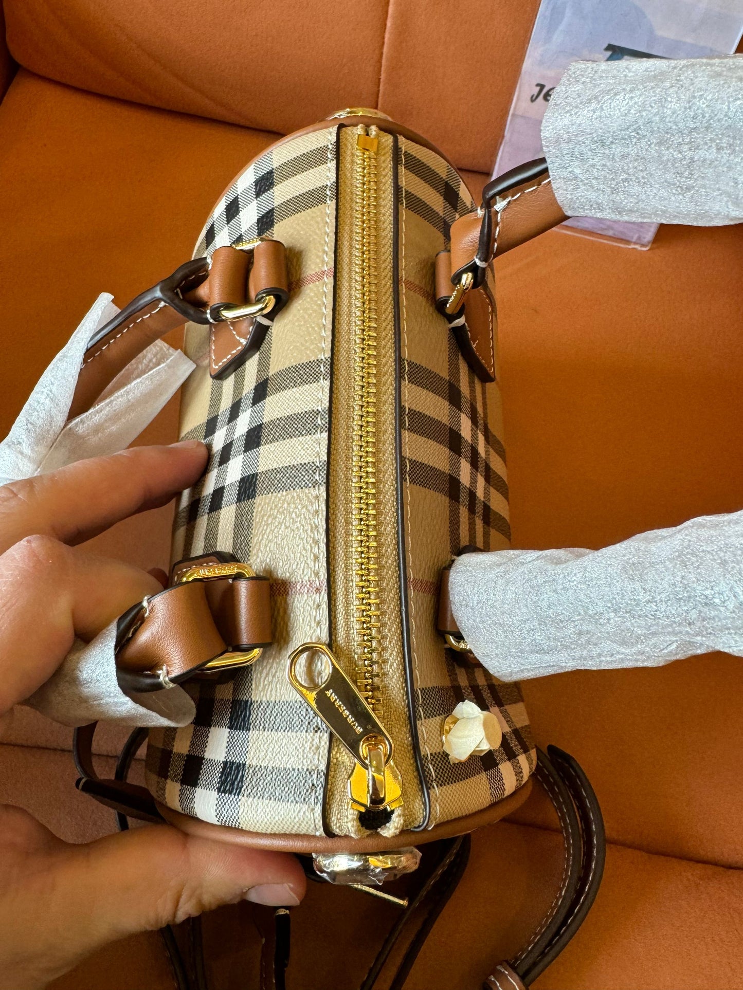 Burberry mini check bowling bag