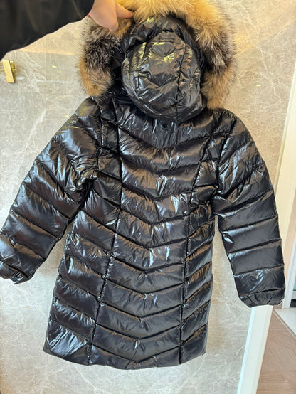 Moncler women's down jacket with fur trimmed hood