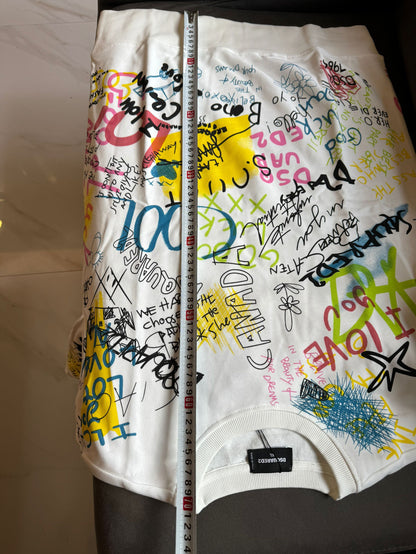 DSQUARED2 white sweatshirt with multicolor graffiti print