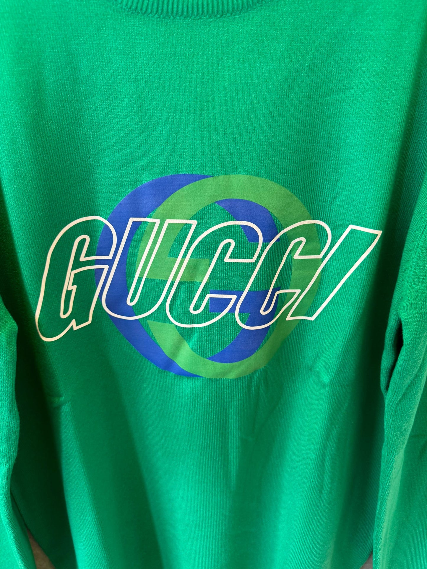 Gucci green logo knit sweater