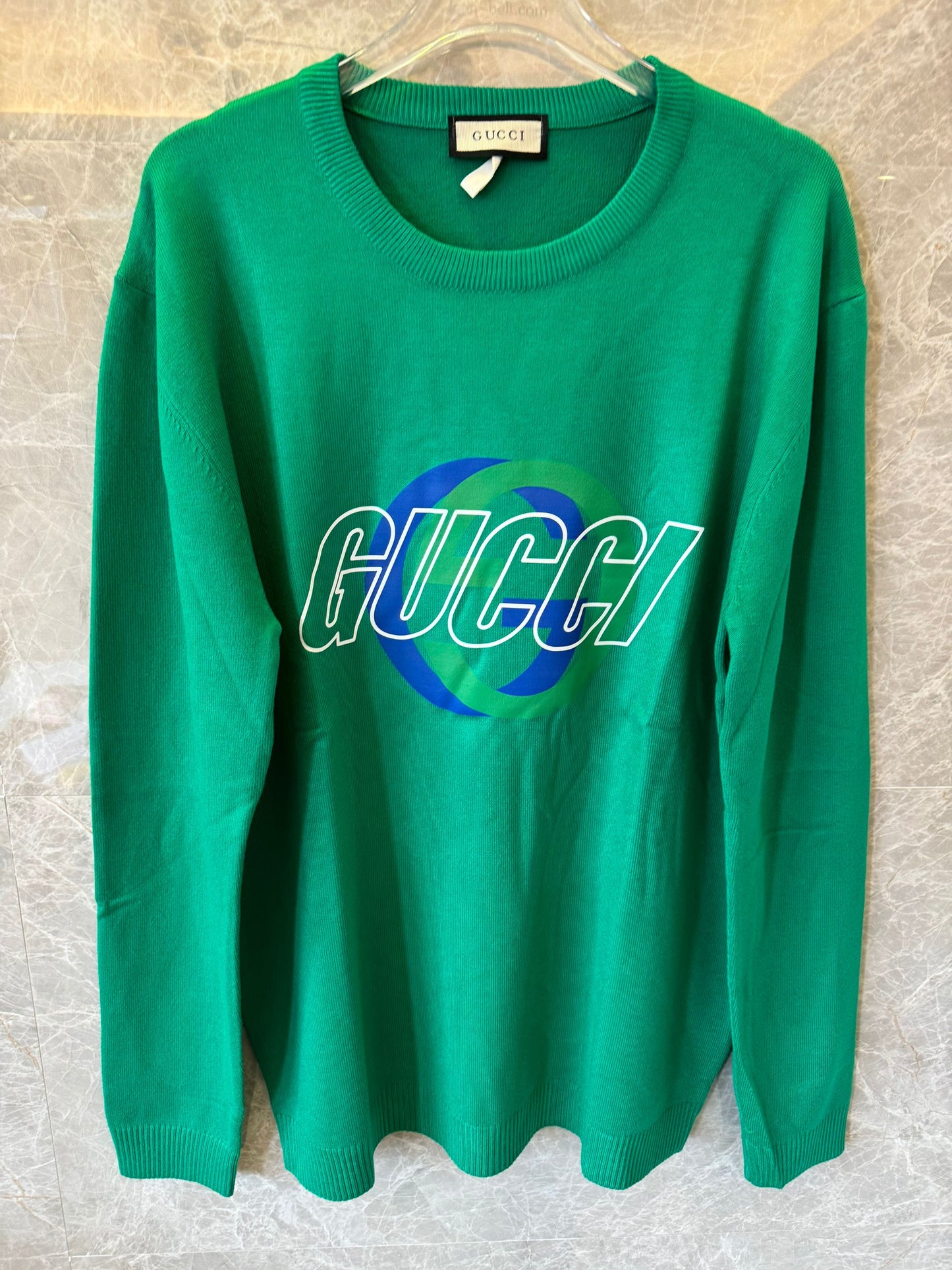 Gucci green logo knit sweater