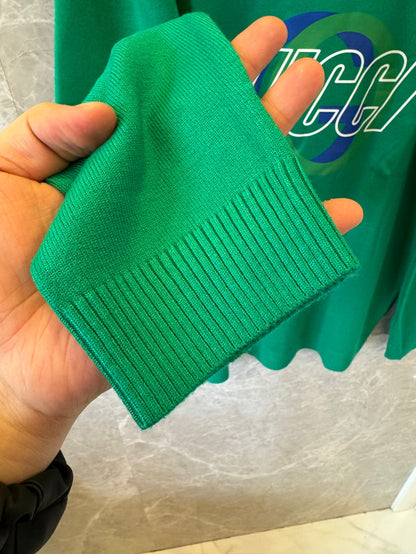 Gucci green logo knit sweater