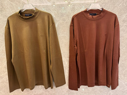 Louis Vuitton minimalist long-sleeve t-shirts in brown and khaki