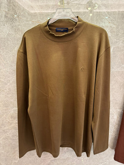 Louis Vuitton minimalist long-sleeve t-shirts in brown and khaki