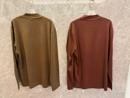 Louis Vuitton minimalist long-sleeve t-shirts in brown and khaki