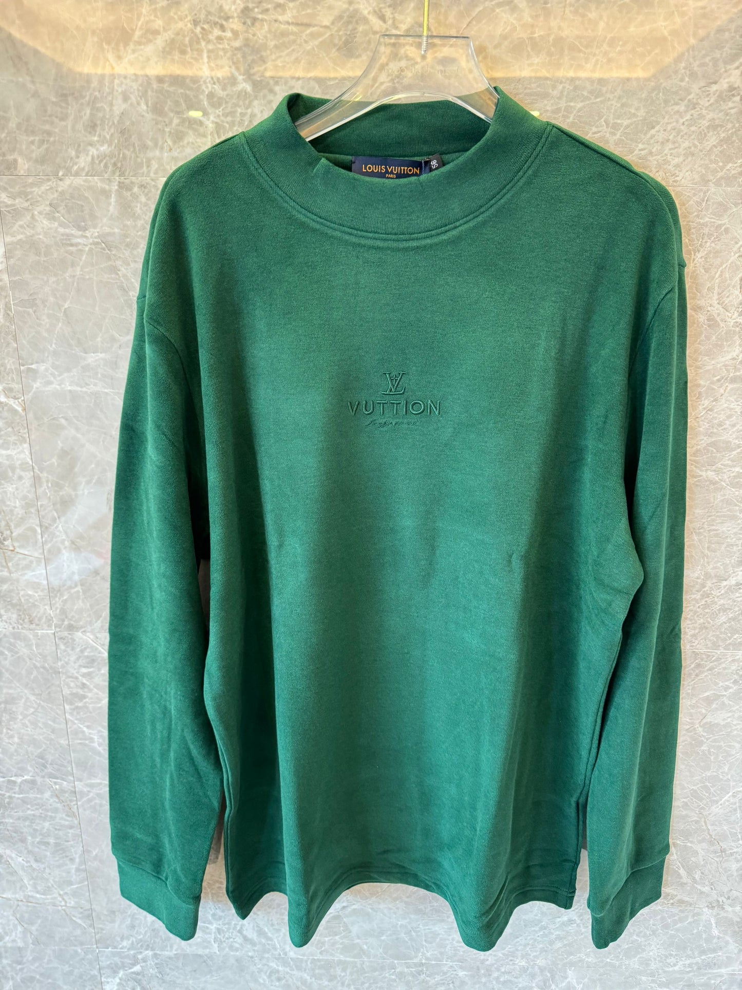 Louis Vuitton minimalist embroidered sweatshirt in green and blue