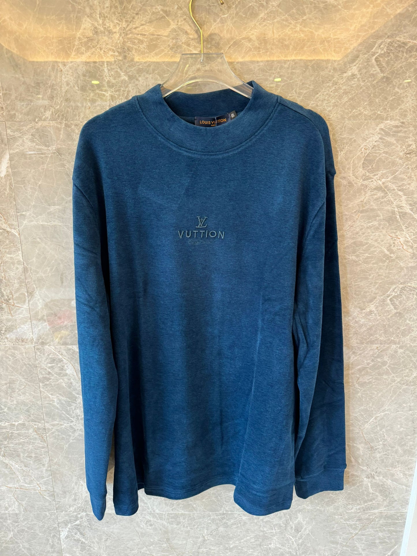 Louis Vuitton minimalist embroidered sweatshirt in green and blue