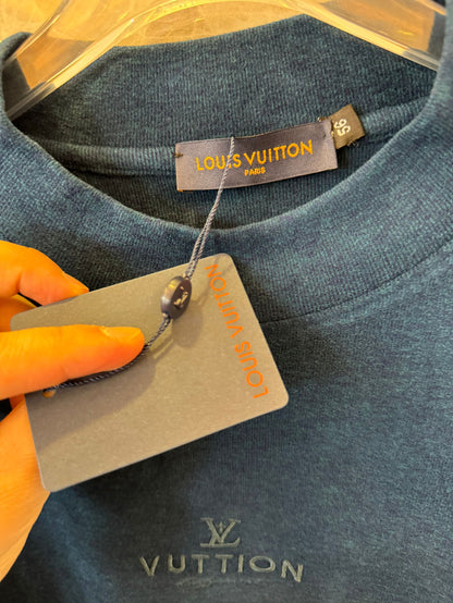 Louis Vuitton minimalist embroidered sweatshirt in green and blue