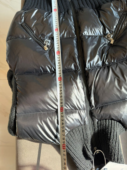 Moncler black knit sleeve down jacket