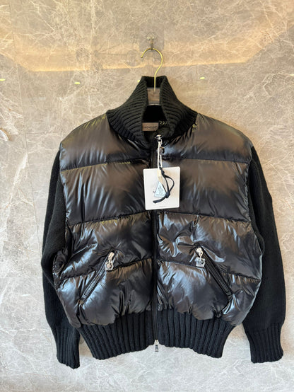 Moncler black knit sleeve down jacket