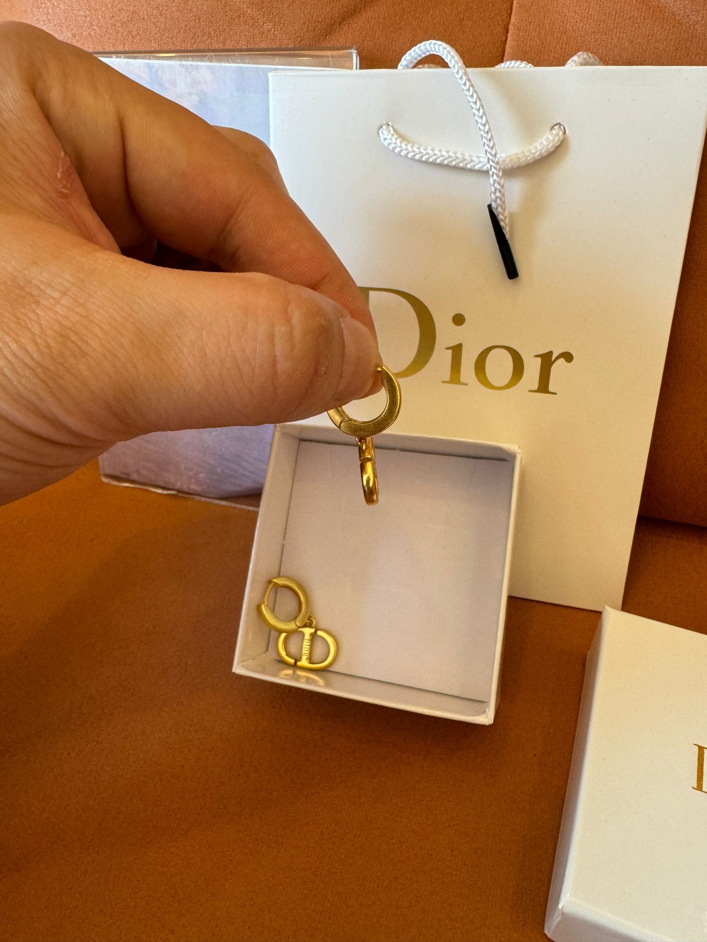 Dior CD hoop earrings in gold-tone finish