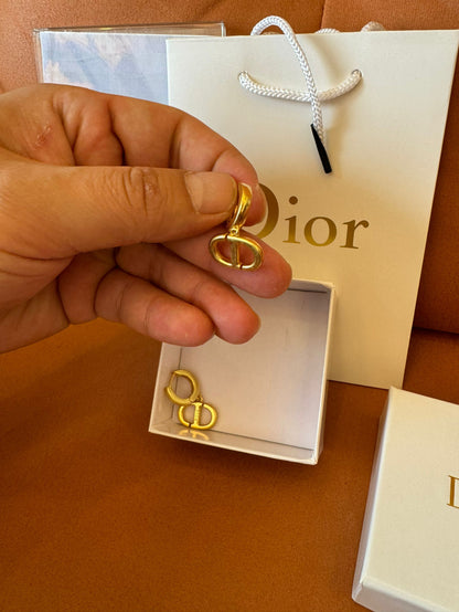 Dior CD hoop earrings in gold-tone finish