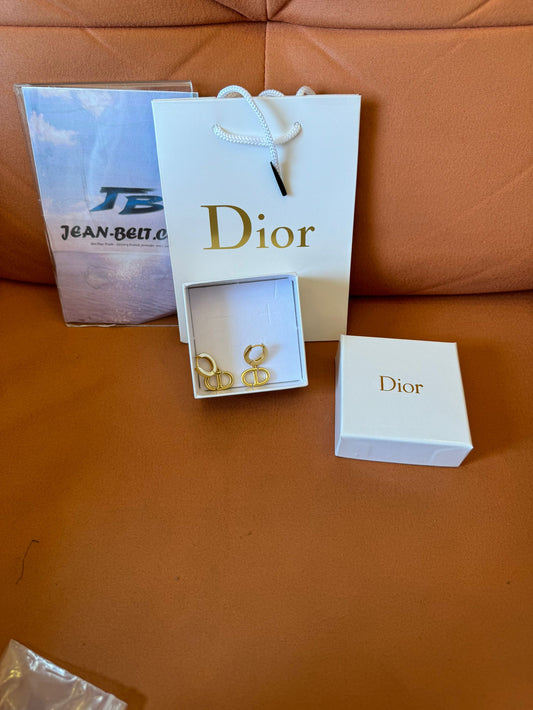 Dior CD hoop earrings in gold-tone finish