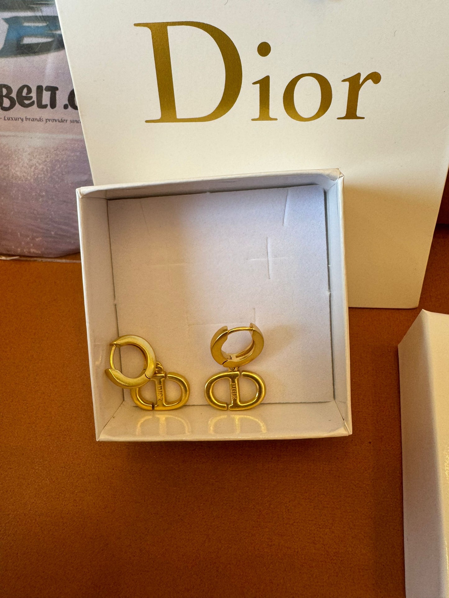 Dior CD hoop earrings in gold-tone finish