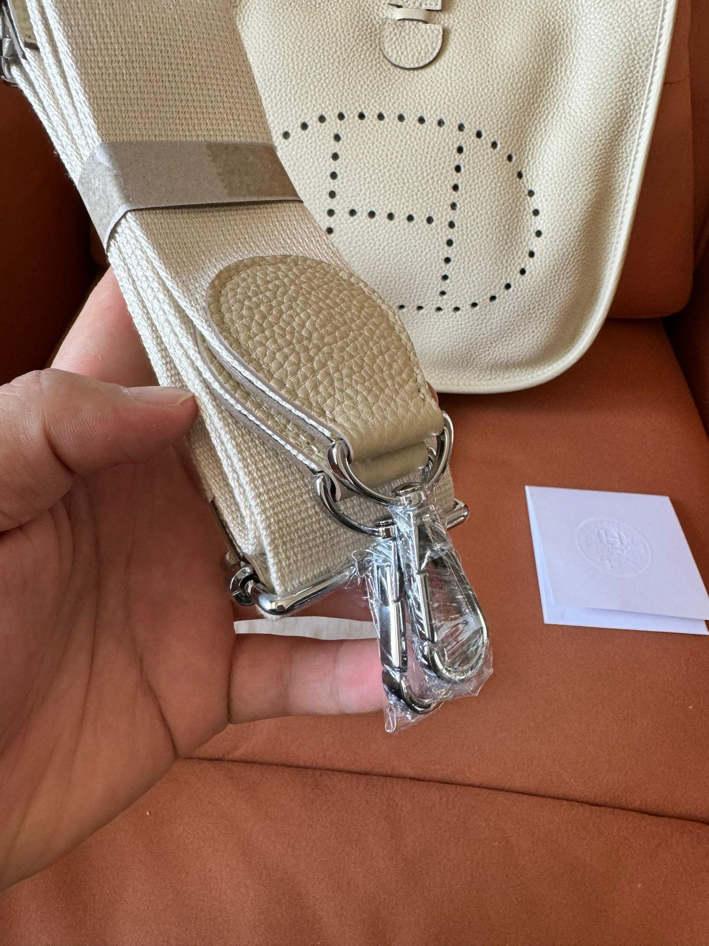 Hermes taurillon clemence amazone evelyne TPM new white