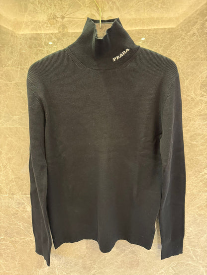 Prada black ribbed turtleneck sweater