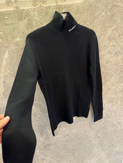 Prada black ribbed turtleneck sweater