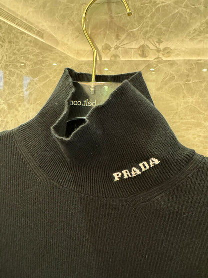 Prada black ribbed turtleneck sweater